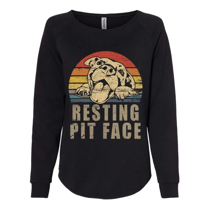 Pitbull Love Meaningful Gift I Love My Pit Retro Vintage Resting Pit Face Meanin Womens California Wash Sweatshirt