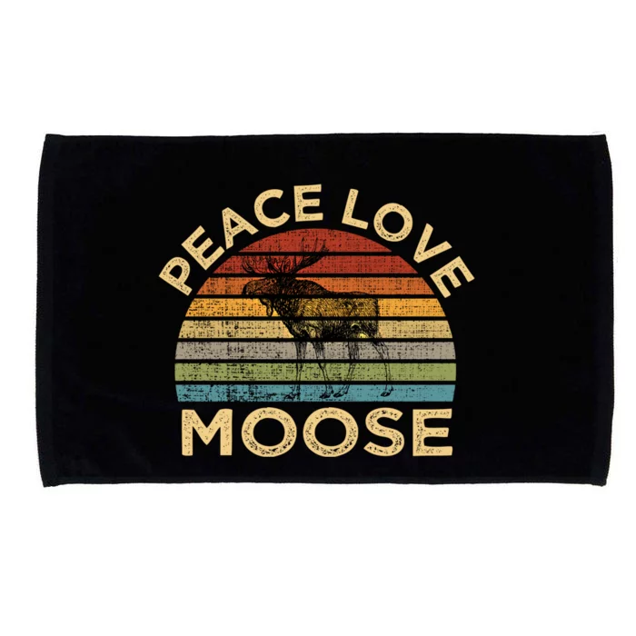 Peace Love Moose Elk Animal Lovers Biologist Vintage Retro Gift Microfiber Hand Towel