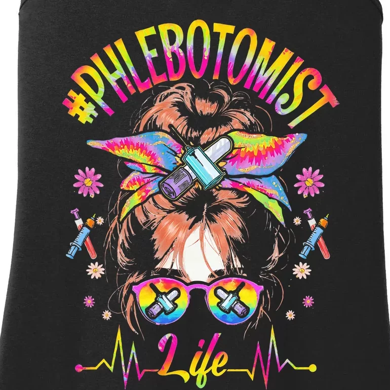 Phlebotomist Life Messy Bun Women Nurse Phlebotomy Ladies Essential Tank