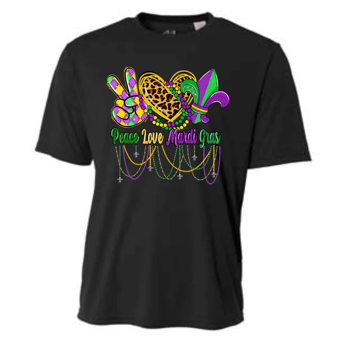 Peace Love Mardi Gras Beads Carnival Costume Parade Cooling Performance Crew T-Shirt