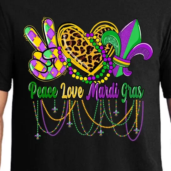 Peace Love Mardi Gras Beads Carnival Costume Parade Pajama Set