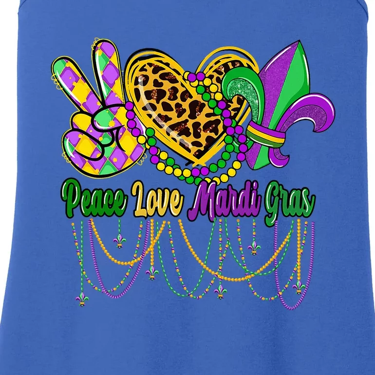 Peace Love Mardi Gras Beads Carnival Costume Parade Ladies Essential Tank