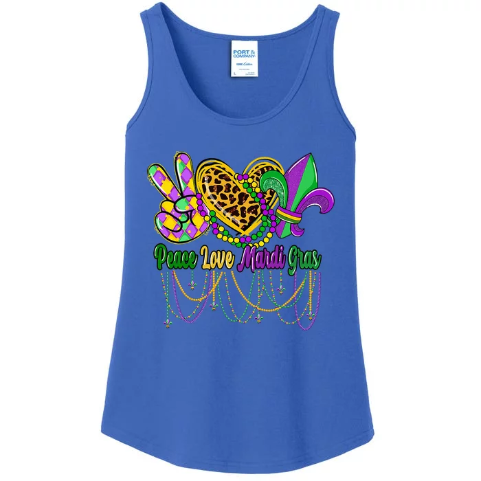 Peace Love Mardi Gras Beads Carnival Costume Parade Ladies Essential Tank