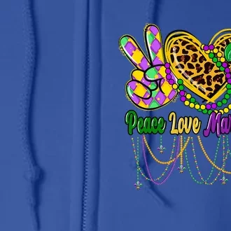 Peace Love Mardi Gras Beads Carnival Costume Parade Full Zip Hoodie