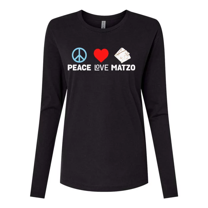 Peace Love Matzo Funny Passover Seder Jewish Food Womens Cotton Relaxed Long Sleeve T-Shirt