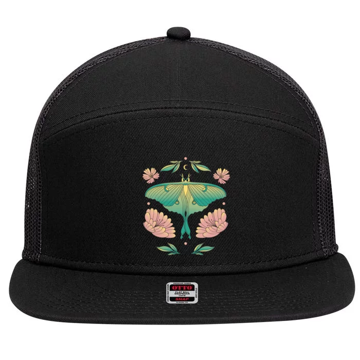 Pastel Luna Moth Butterfly Bug Insect 7 Panel Mesh Trucker Snapback Hat