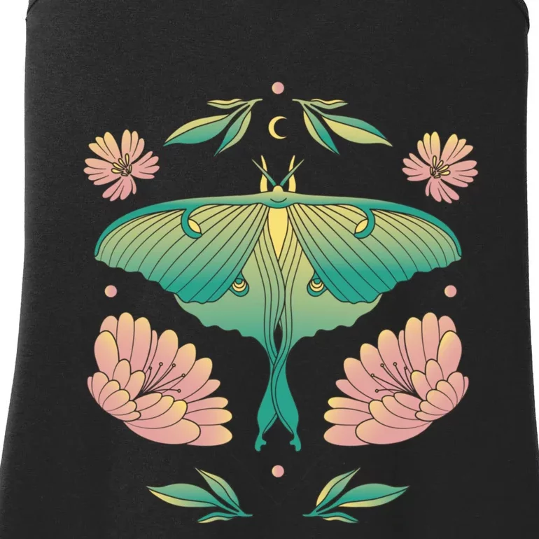 Pastel Luna Moth Butterfly Bug Insect Ladies Essential Tank