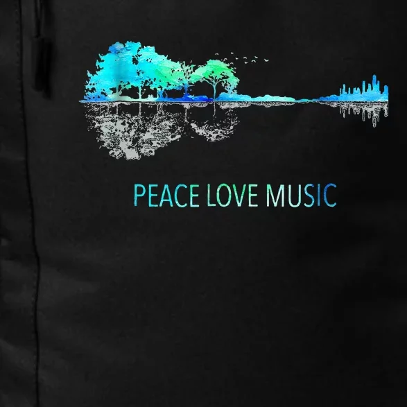 Peace Love Music Guitar Lake Shadow Hippie Daily Commute Backpack