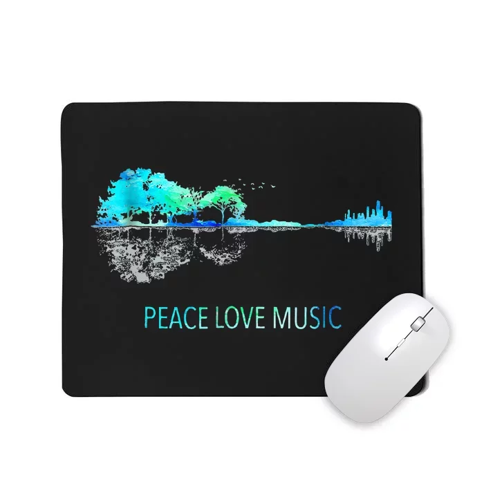 Peace Love Music Guitar Lake Shadow Hippie Mousepad