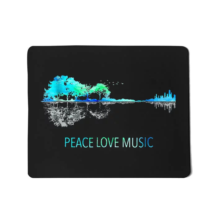 Peace Love Music Guitar Lake Shadow Hippie Mousepad