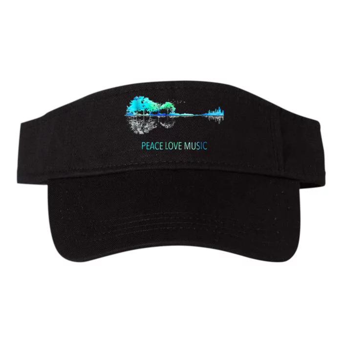 Peace Love Music Guitar Lake Shadow Hippie Valucap Bio-Washed Visor