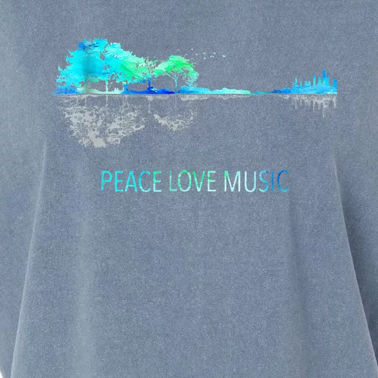 Peace Love Music Guitar Lake Shadow Hippie Garment-Dyed Women's Muscle Tee