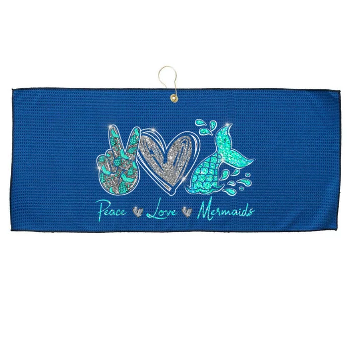 Peace Love Mermaids Mermaid Lover Funny Gift Funny Gift Large Microfiber Waffle Golf Towel