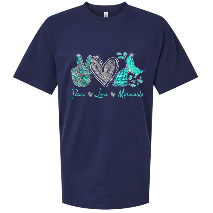 Peace Love Mermaids Mermaid Lover Funny Gift Funny Gift Sueded Cloud Jersey T-Shirt