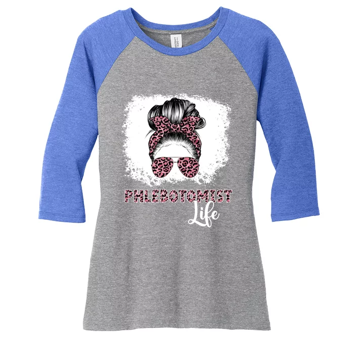 Phlebotomist Life Messy Bun Nurse Phlebotomy Gift Women's Tri-Blend 3/4-Sleeve Raglan Shirt