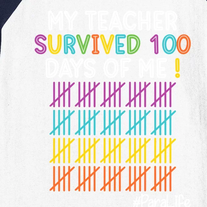 Para Life My Teacher Survived 100 Days Of Me Gift Baseball Sleeve Shirt