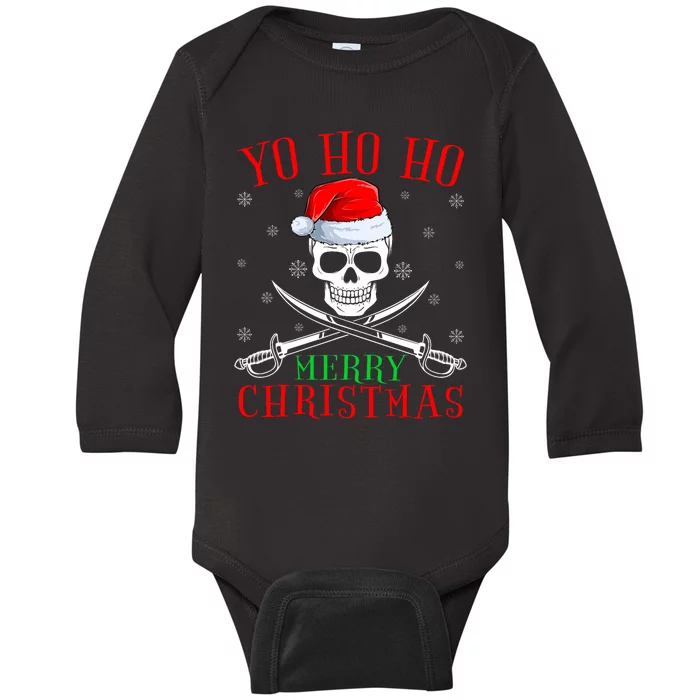 Pirate Lover Matching Santa Yo Ho Ho Pirate Merry Christmas Baby Long Sleeve Bodysuit