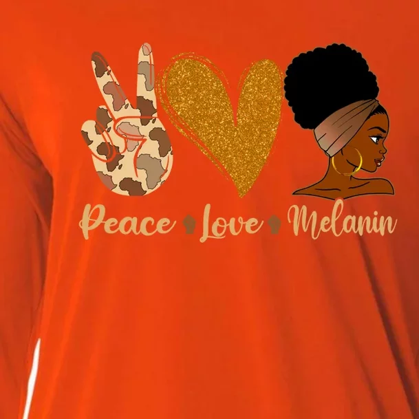 Peace Love Melanin Black Afro Juneteenth African Pride Funny Gift Cooling Performance Long Sleeve Crew