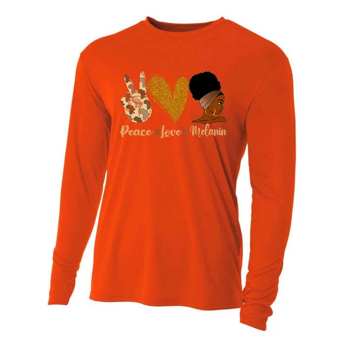 Peace Love Melanin Black Afro Juneteenth African Pride Funny Gift Cooling Performance Long Sleeve Crew