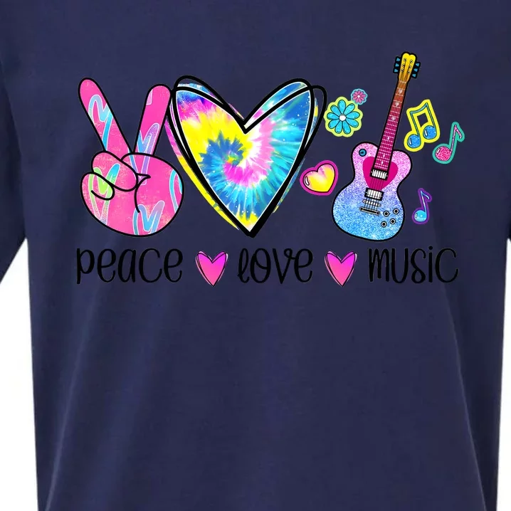 Peace Love Music Tie Dye Sueded Cloud Jersey T-Shirt