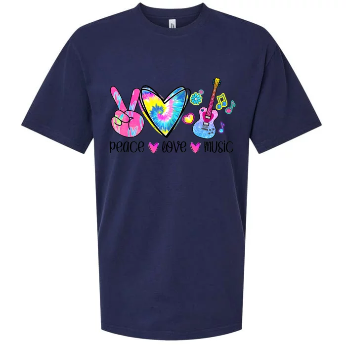 Peace Love Music Tie Dye Sueded Cloud Jersey T-Shirt