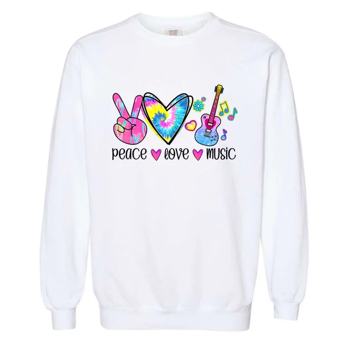 Peace Love Music Tie Dye Garment-Dyed Sweatshirt