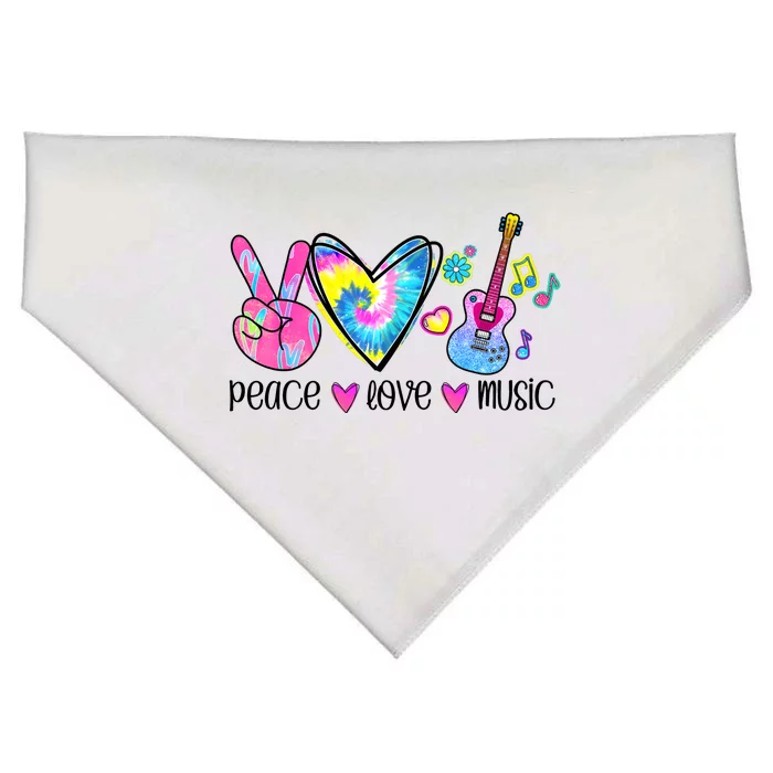 Peace Love Music Tie Dye USA-Made Doggie Bandana