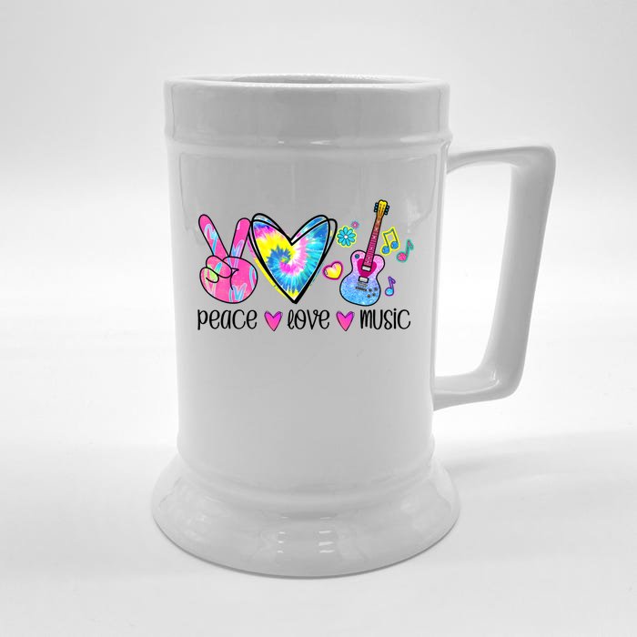 Peace Love Music Tie Dye Front & Back Beer Stein