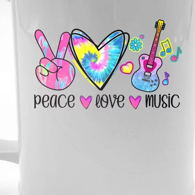 Peace Love Music Tie Dye Front & Back Beer Stein