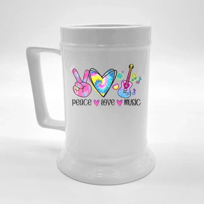 Peace Love Music Tie Dye Front & Back Beer Stein