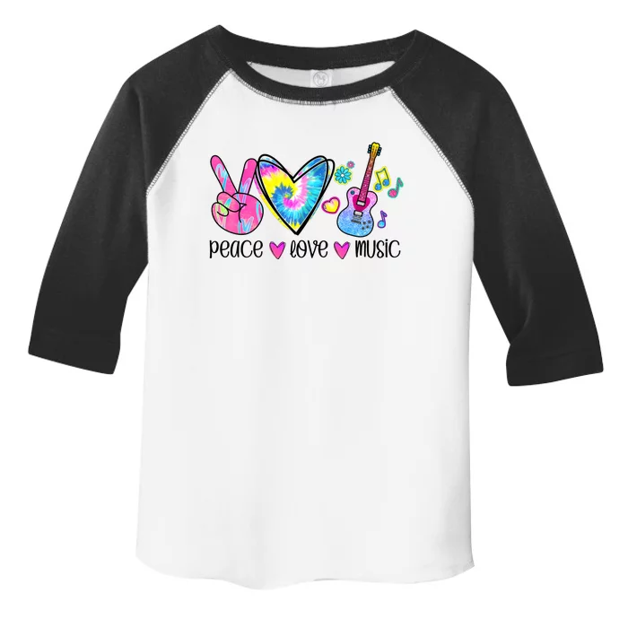 Peace Love Music Tie Dye Toddler Fine Jersey T-Shirt