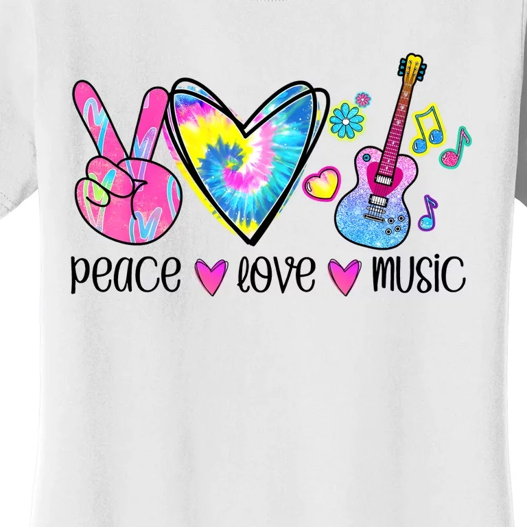 Peace Love Music Tie Dye Women's T-Shirt