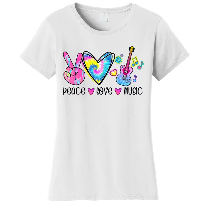 Peace Love Music Tie Dye Women's T-Shirt