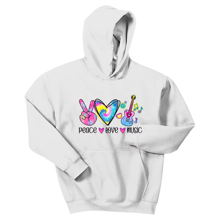 Peace Love Music Tie Dye Kids Hoodie