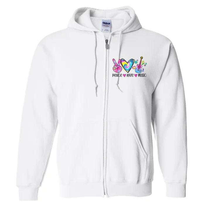 Peace Love Music Tie Dye Full Zip Hoodie