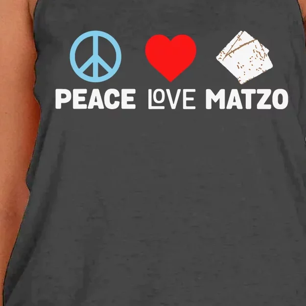 Peace Love Matzo Funny Passover Seder Jewish Food Women's Knotted Racerback Tank