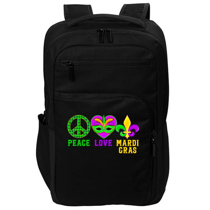 Peace Love Mardi Gras Carnival Costume Mardi Gras Parade Gift Impact Tech Backpack