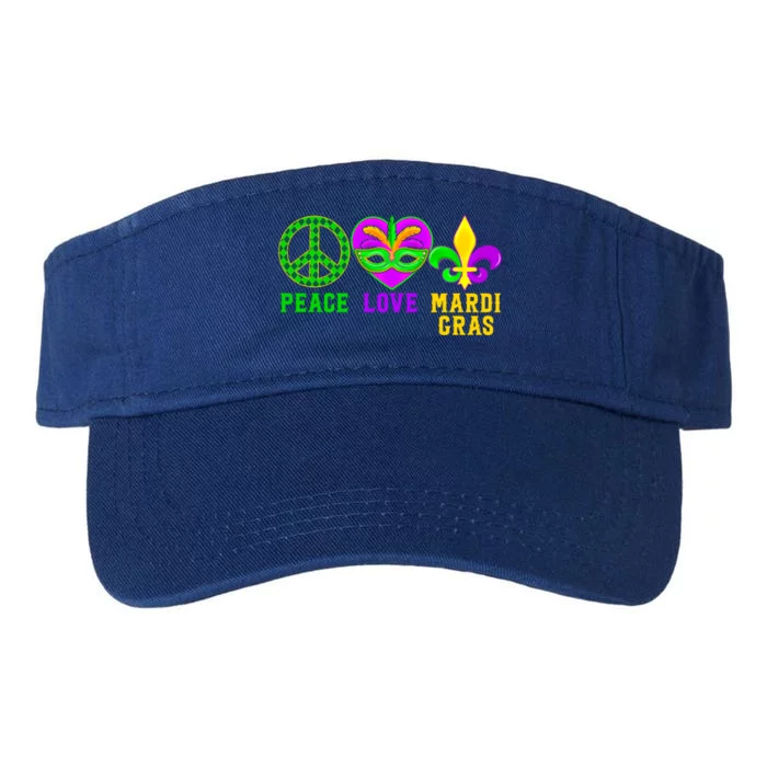 Peace Love Mardi Gras Carnival Costume Mardi Gras Parade Gift Valucap Bio-Washed Visor