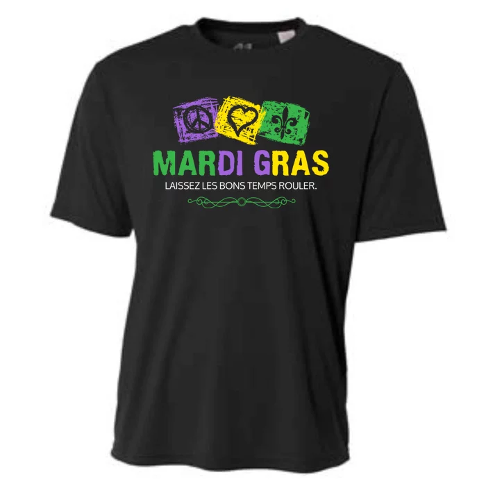 Peace Love Mardi Gras Celebration Gift Cooling Performance Crew T-Shirt