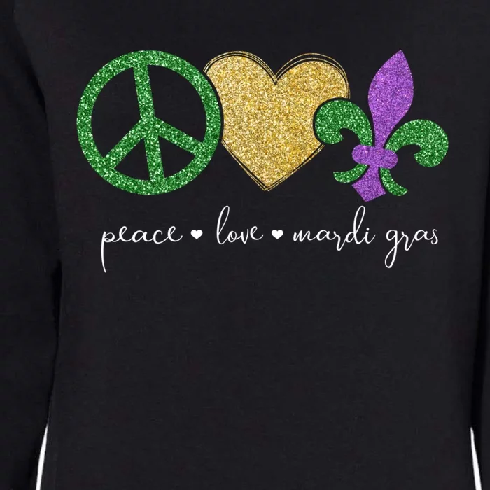 Peace Love Mardi Gras With Fleur De Lis In New Orleans Gift Womens California Wash Sweatshirt