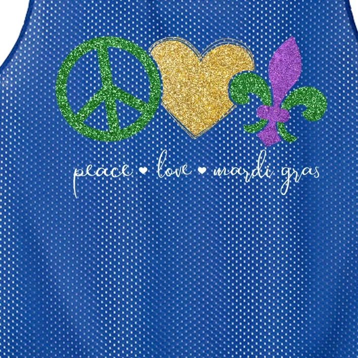 Peace Love Mardi Gras With Fleur De Lis In New Orleans Gift Mesh Reversible Basketball Jersey Tank