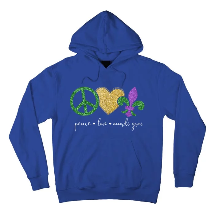 Peace Love Mardi Gras With Fleur De Lis In New Orleans Gift Tall Hoodie