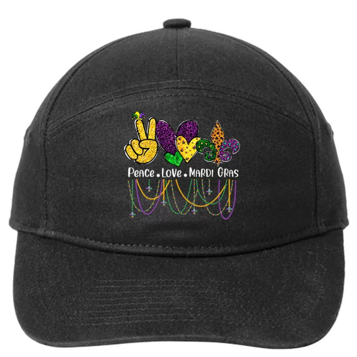 Peace Love Mardi Gras Beads For Women Carnival Parade 7-Panel Snapback Hat