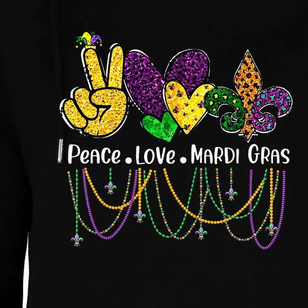 Peace Love Mardi Gras Beads For Women Carnival Parade Womens Funnel Neck Pullover Hood