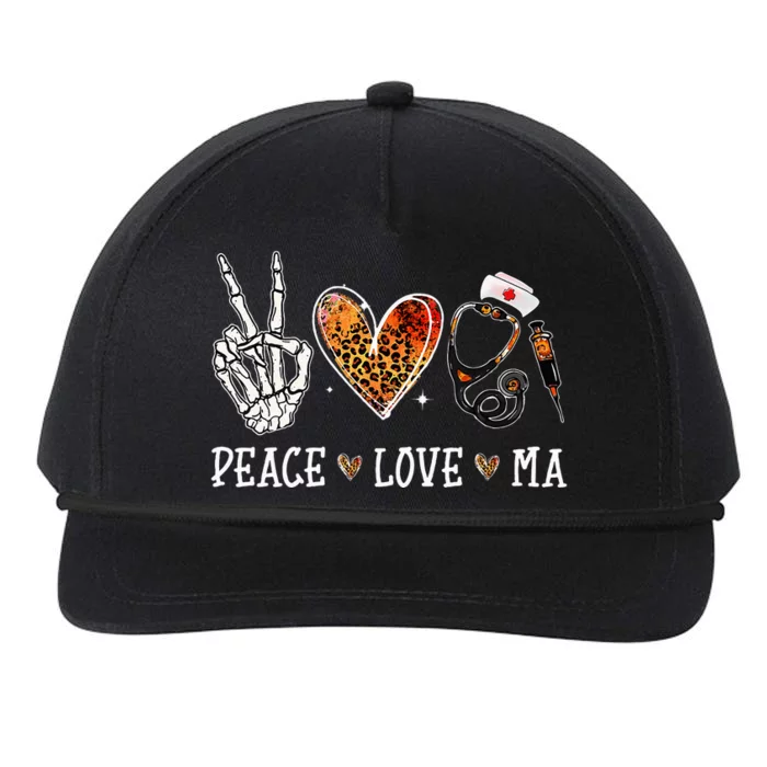 Peace Love MA Nurselife Medical Assistant Halloween Nurse Snapback Five-Panel Rope Hat