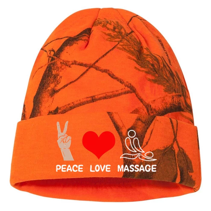 Peace Love Massage Funny Massage Therapist Kati - 12in Camo Beanie