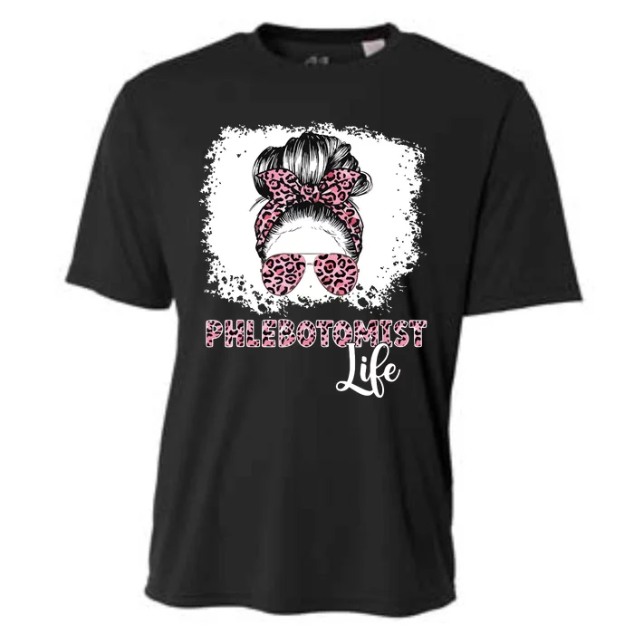 Phlebotomist Life Messy Bun Women Nurse Phlebotomy Cooling Performance Crew T-Shirt