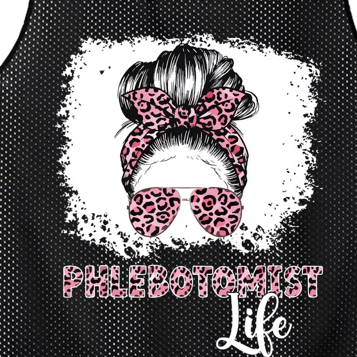 Phlebotomist Life Messy Bun Women Nurse Phlebotomy Mesh Reversible Basketball Jersey Tank