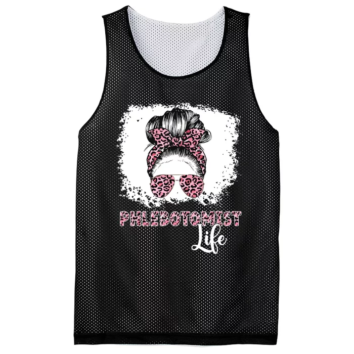 Phlebotomist Life Messy Bun Women Nurse Phlebotomy Mesh Reversible Basketball Jersey Tank