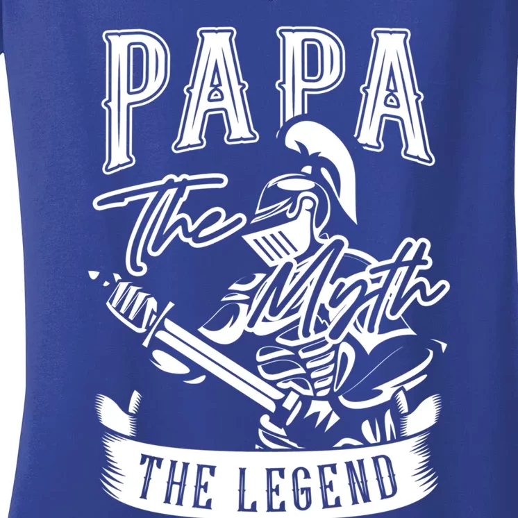 Papa Legend Myth Hero Father Dad Daddy Poppa Stepdad Grandpa Cool Gift Women's V-Neck T-Shirt